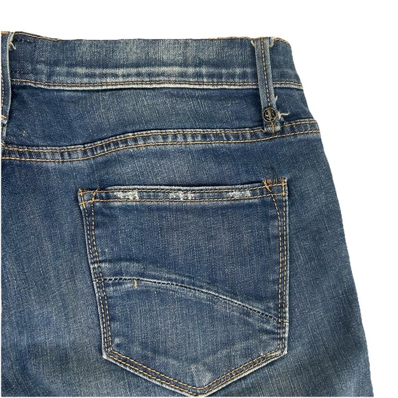 Driftwood Anthropologie Eva Floral Embroidered Mid Rise Stretch Flare Jeans 31 - Picture 10 of 12